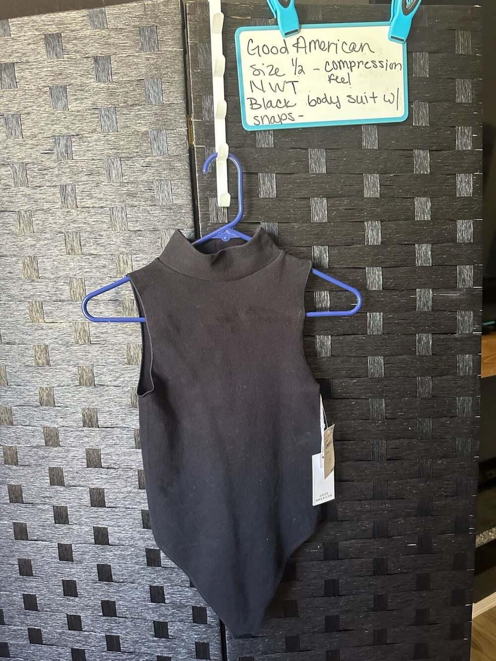 Good American Bodysuit Size 1/2 Black Mock Neck NWT